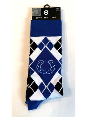 Strideline Indianapolis Colts Argyle Socks M/L Sizes M: 8-12 W: 9.5-13.5 NWT